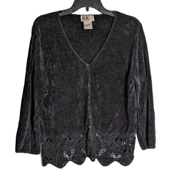 R&K Black Long‎ Sleeve Button Front Cardigan Size 14 - Picture 1 of 10